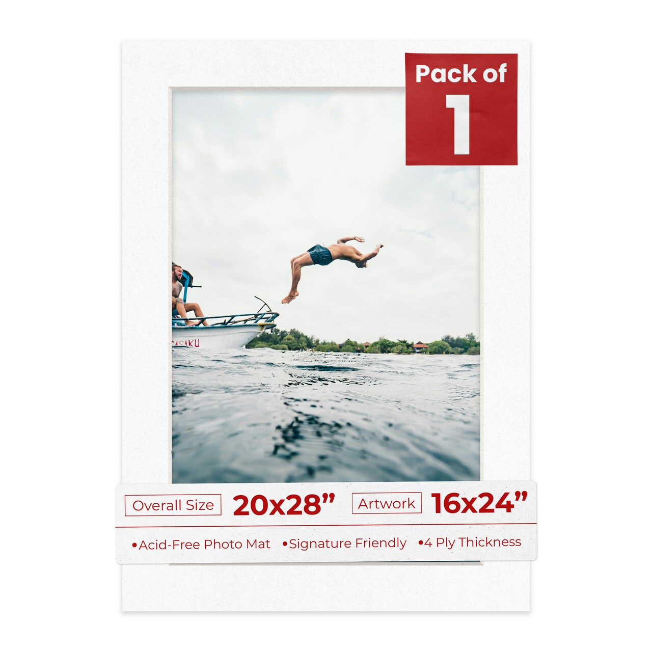 White with Black Core Mat Board for 20x28 Frames - Fits 16x24 Photos